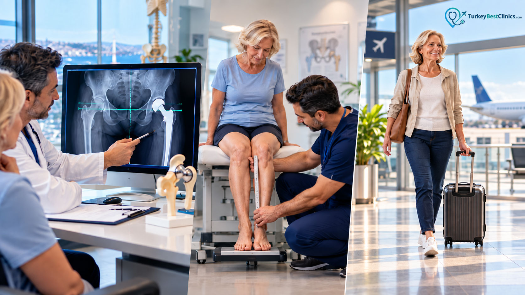 Longueur des jambes après une prothèse de hanche et contrôle avant le vol