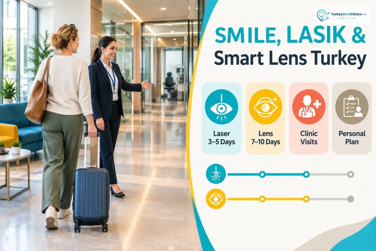 مدة الإقامة في تركيا لإجراء SMILE وLASIK وزراعة العدسات الذكية